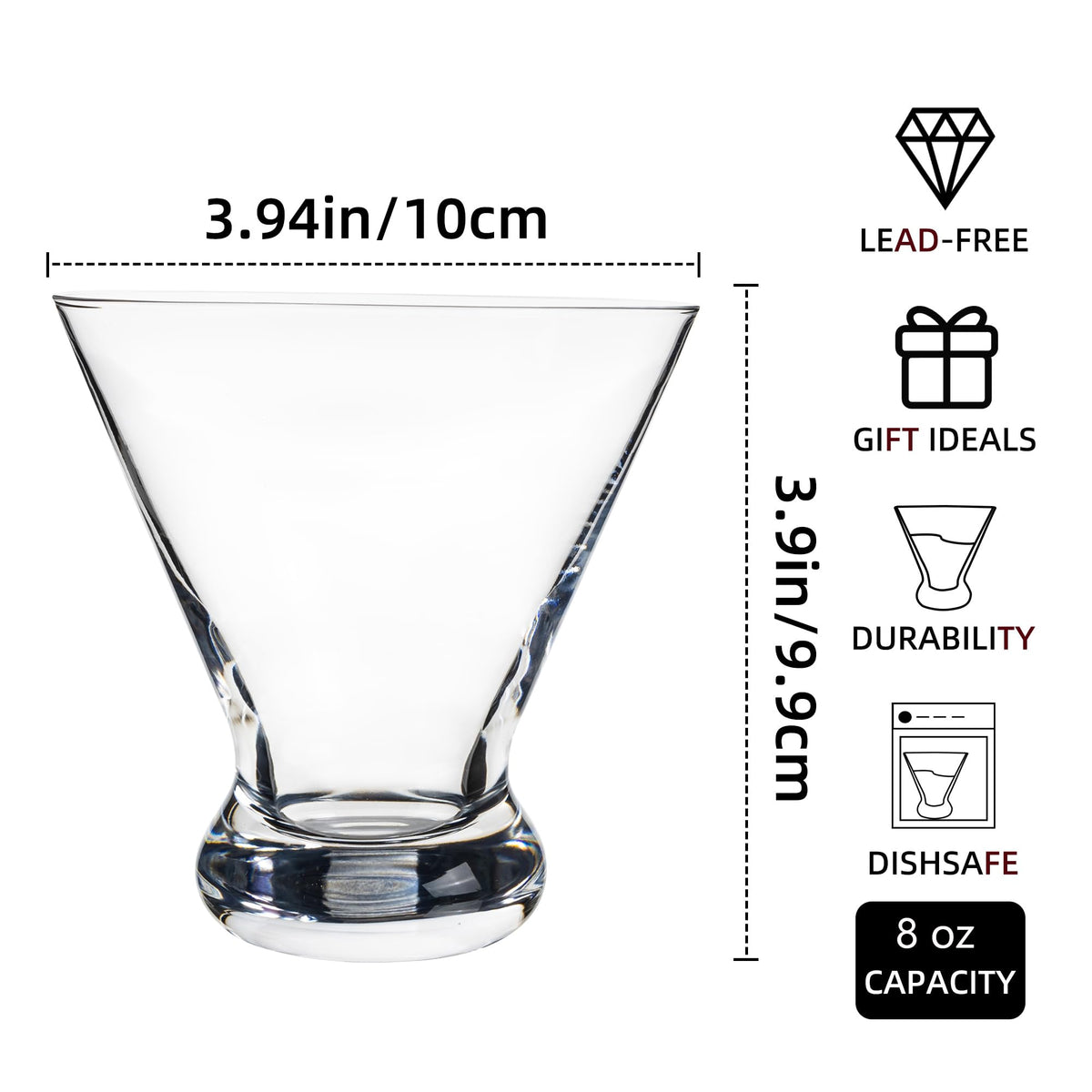 8 oz Stemless Martini Glasses Set of 8 N302349
