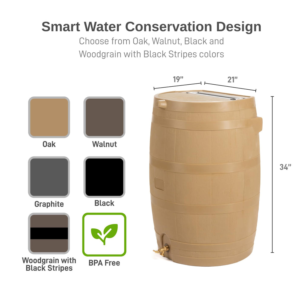 50-Gallon Rain Water Collection Barrel with Brass Spigot L794