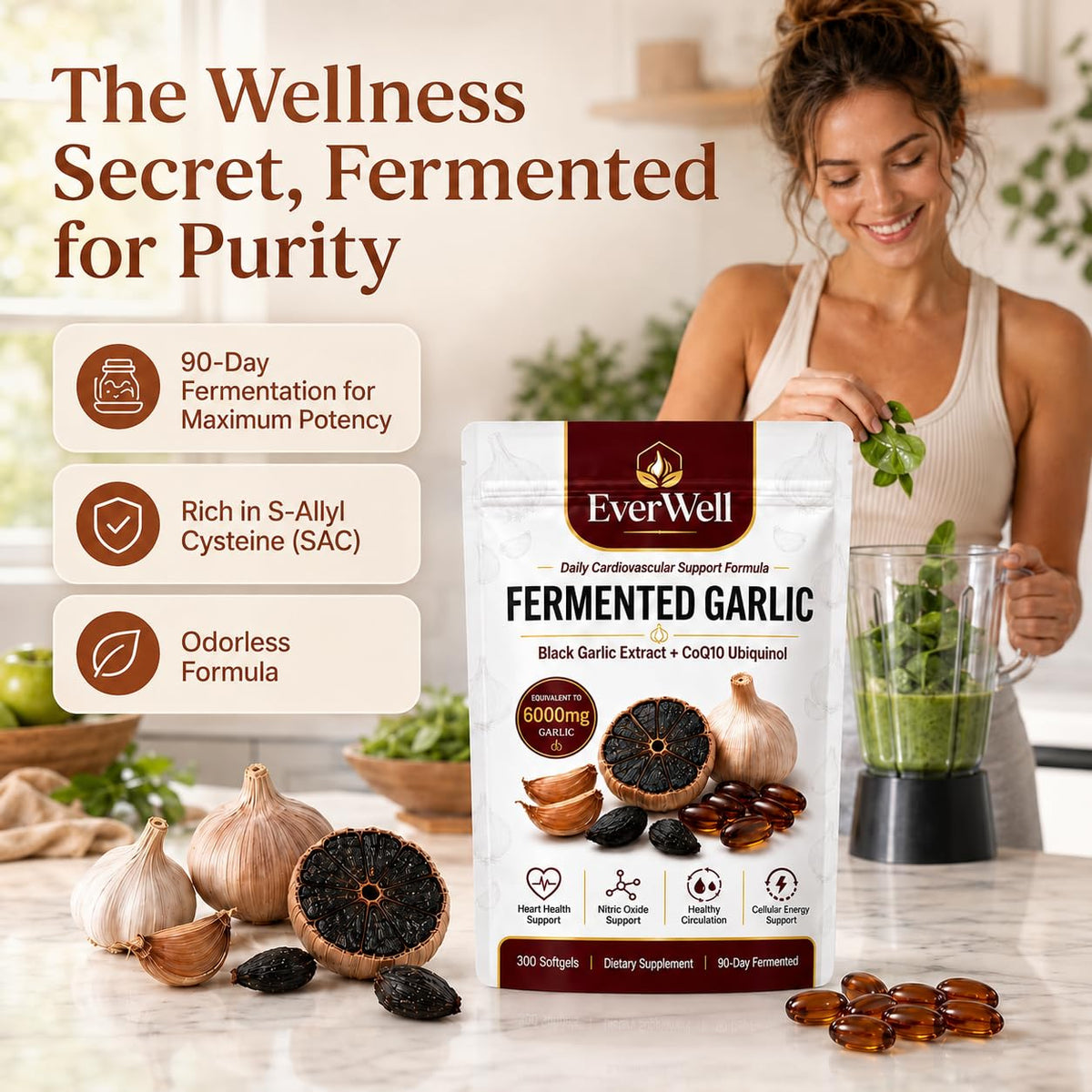 Black Garlic CoQ10 Softgels, 300 Softgels T62953