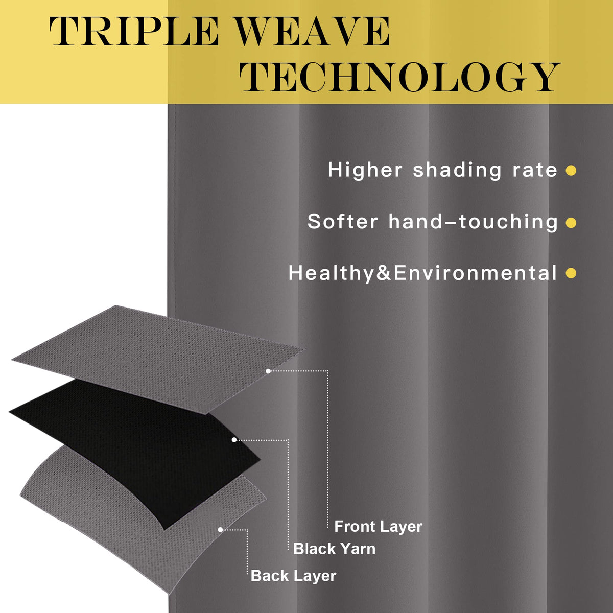 Grey Blackout Curtains 84 inch 1 Panel V25240