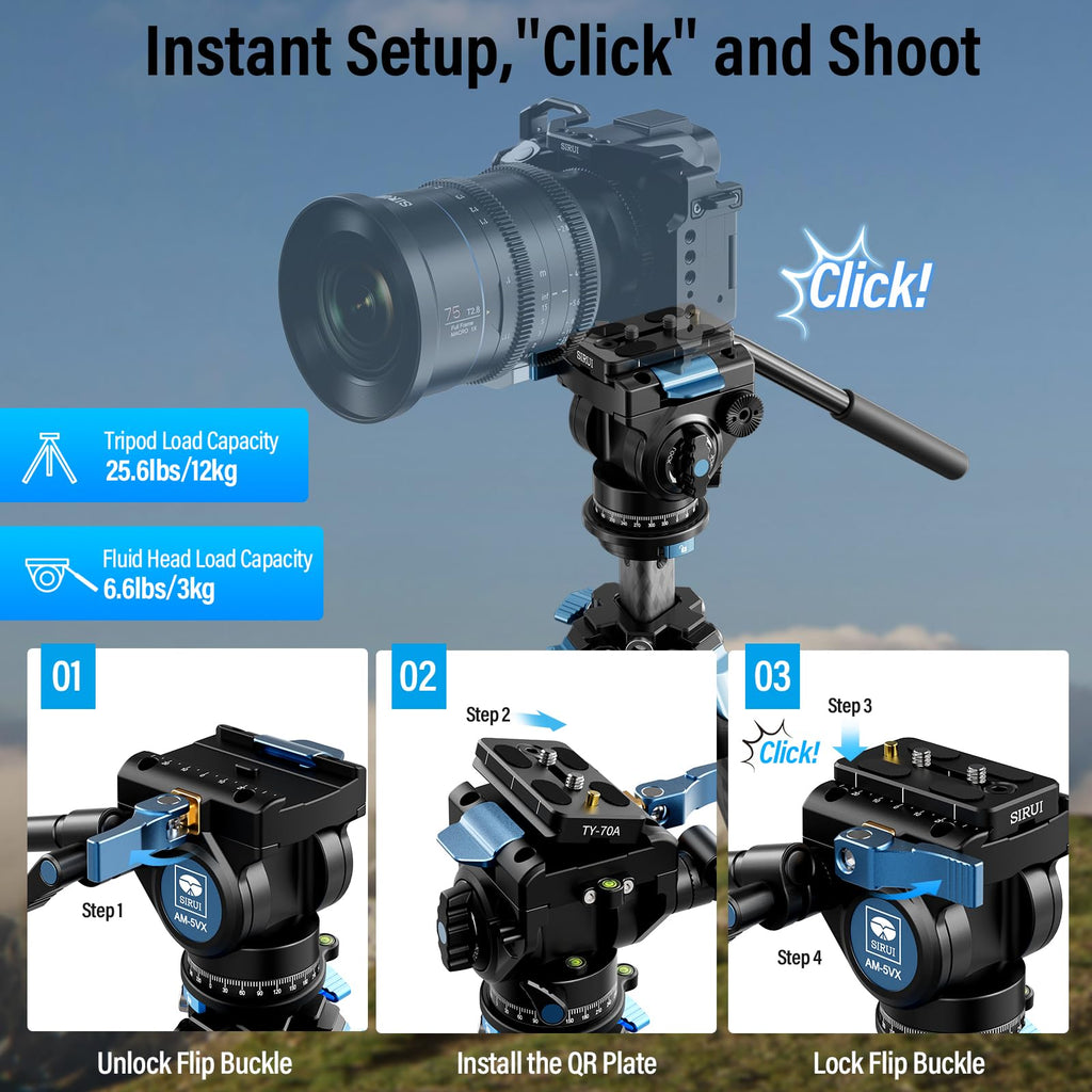 Carbon Fiber Camera Tripod with Fluid Head T806685