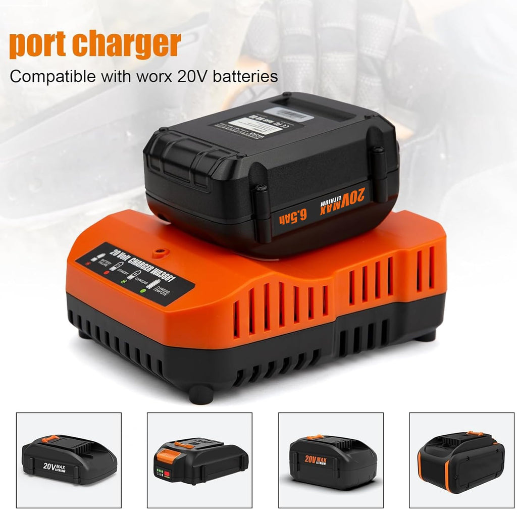 2 Pack 6.5Ah Replacement 20v Lithium Battery and Charger Kit U537973