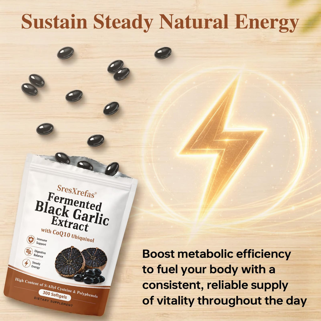 Black Garlic Extract with CoQ10, 300 Softgels O3323