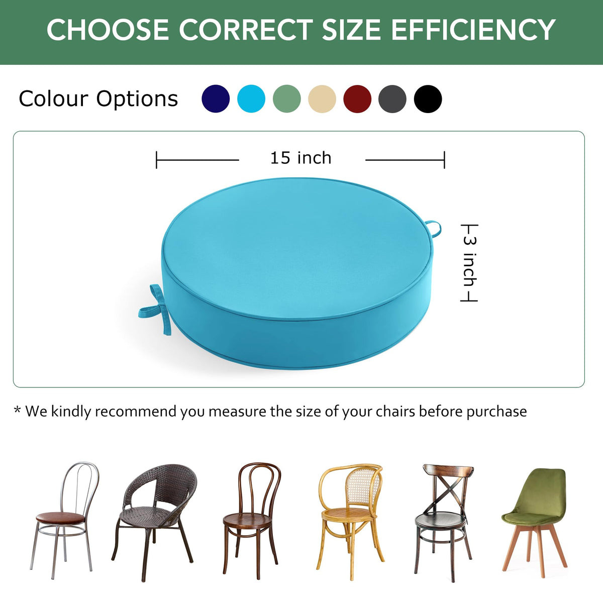 15" Round Waterproof Fade Resistant Chair Cushions Set of 2 H685