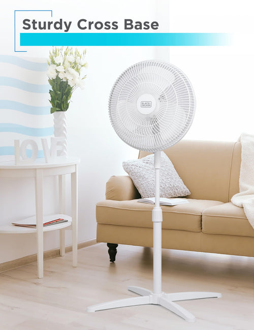 16-Inch Oscillating Pedestal Fan, 3 Speeds, White P8908