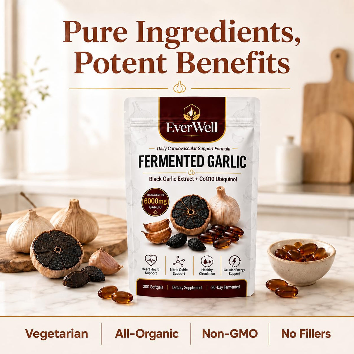 Black Garlic CoQ10 Softgels, 300 Softgels T62953