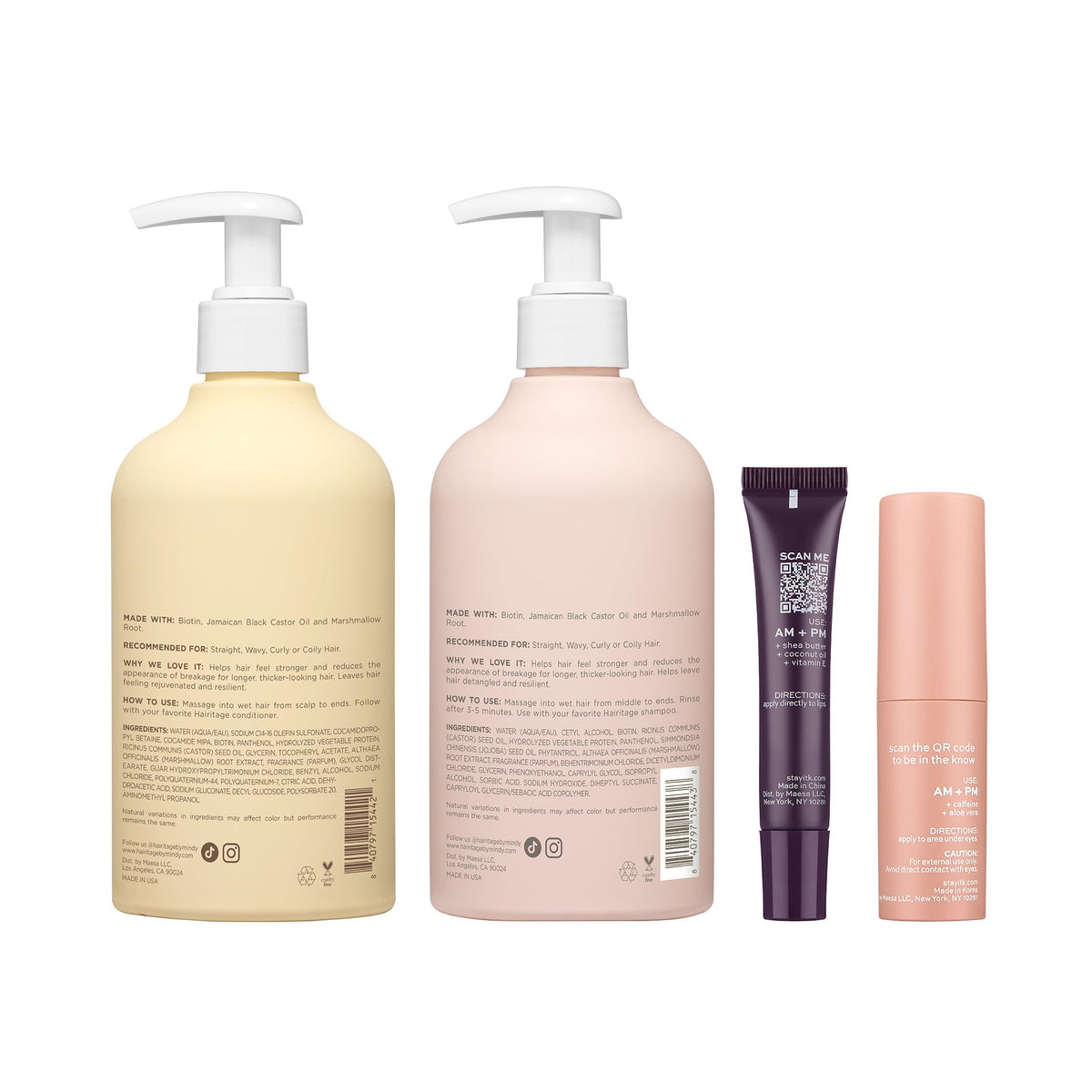 Biotin Castor Oil Shampoo & Conditioner, Eye Stick + Shea Butter Lip Balm T376