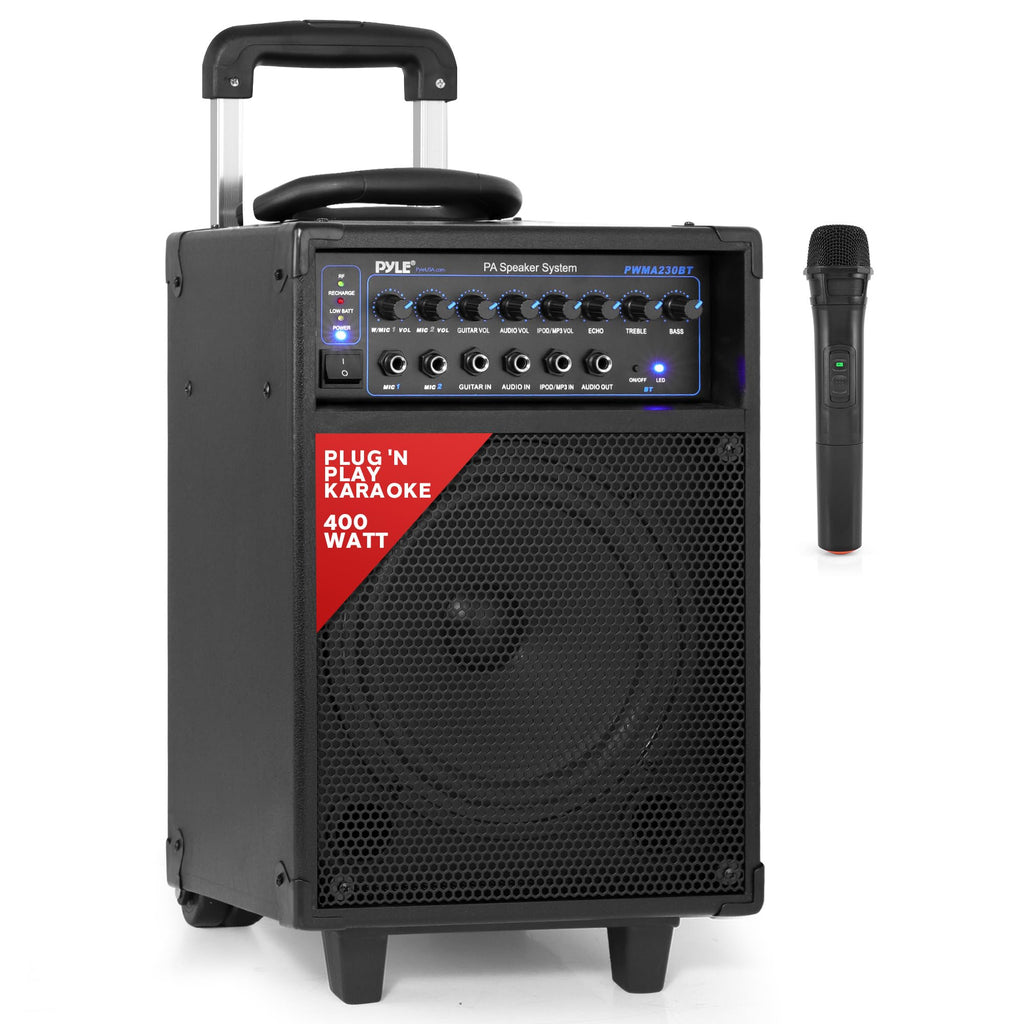 Wireless Portable PA System 400W Bluetooth Compatible Rechargeable Battery Powered Speaker Microphone Set C31175