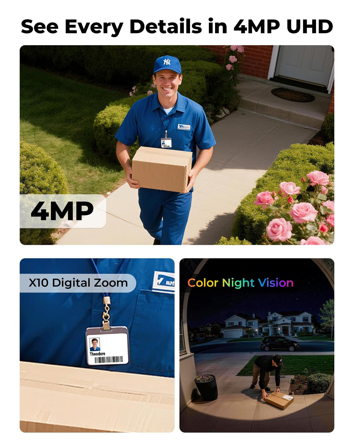 Wireless Outdoor Security Cameras 4MP Solar Powered 360°PTZ D688