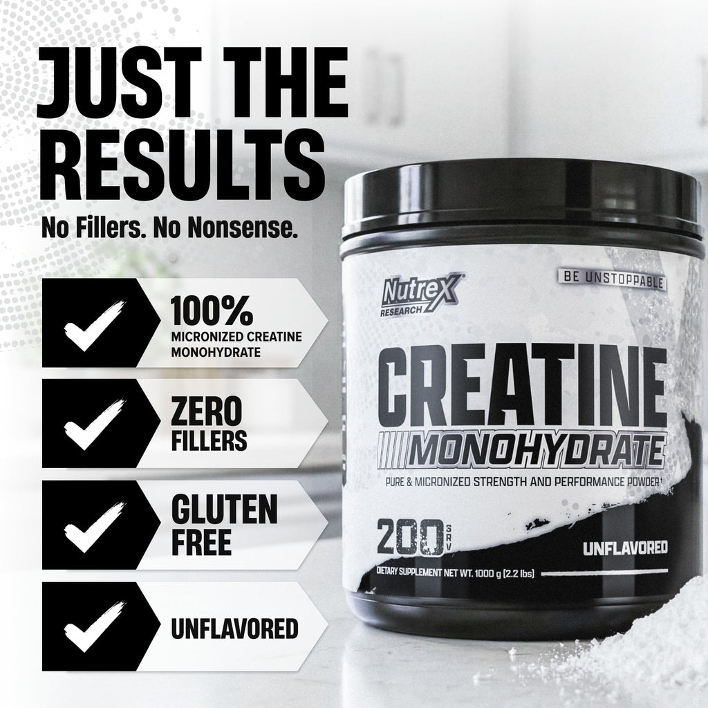 Micronized Creatine Monohydrate Powder 200 Servings 1KG Unflavored C24128