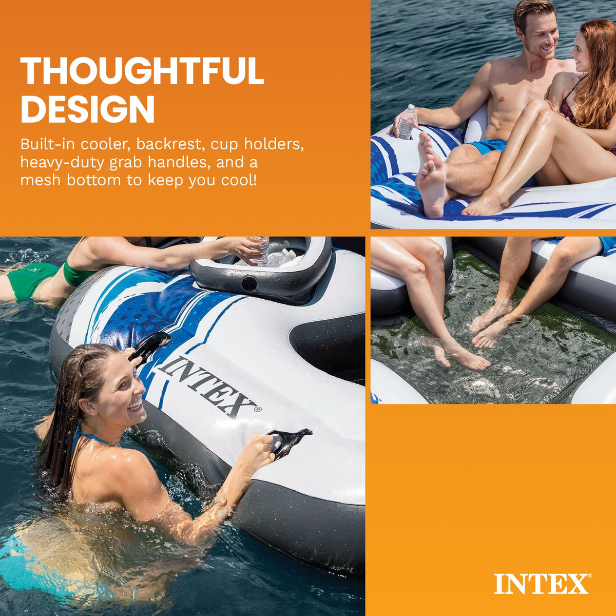 Blue 5-Person Inflatable Pool Island Raft Q993319