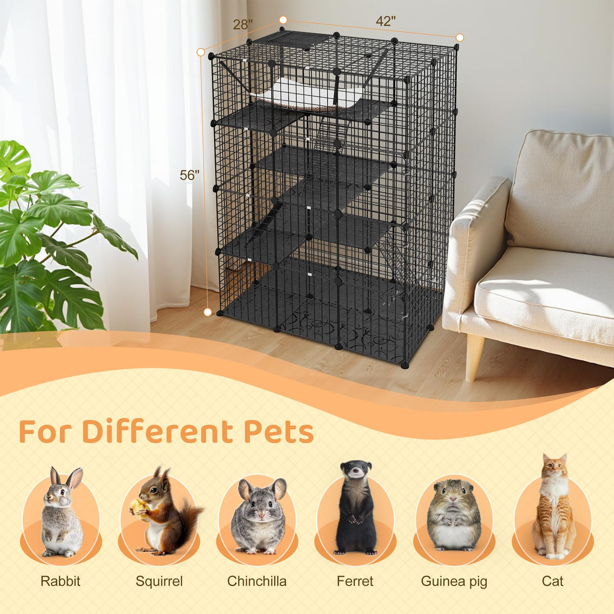 4-Tier Metal Wire Cat Cage with Hammock R314