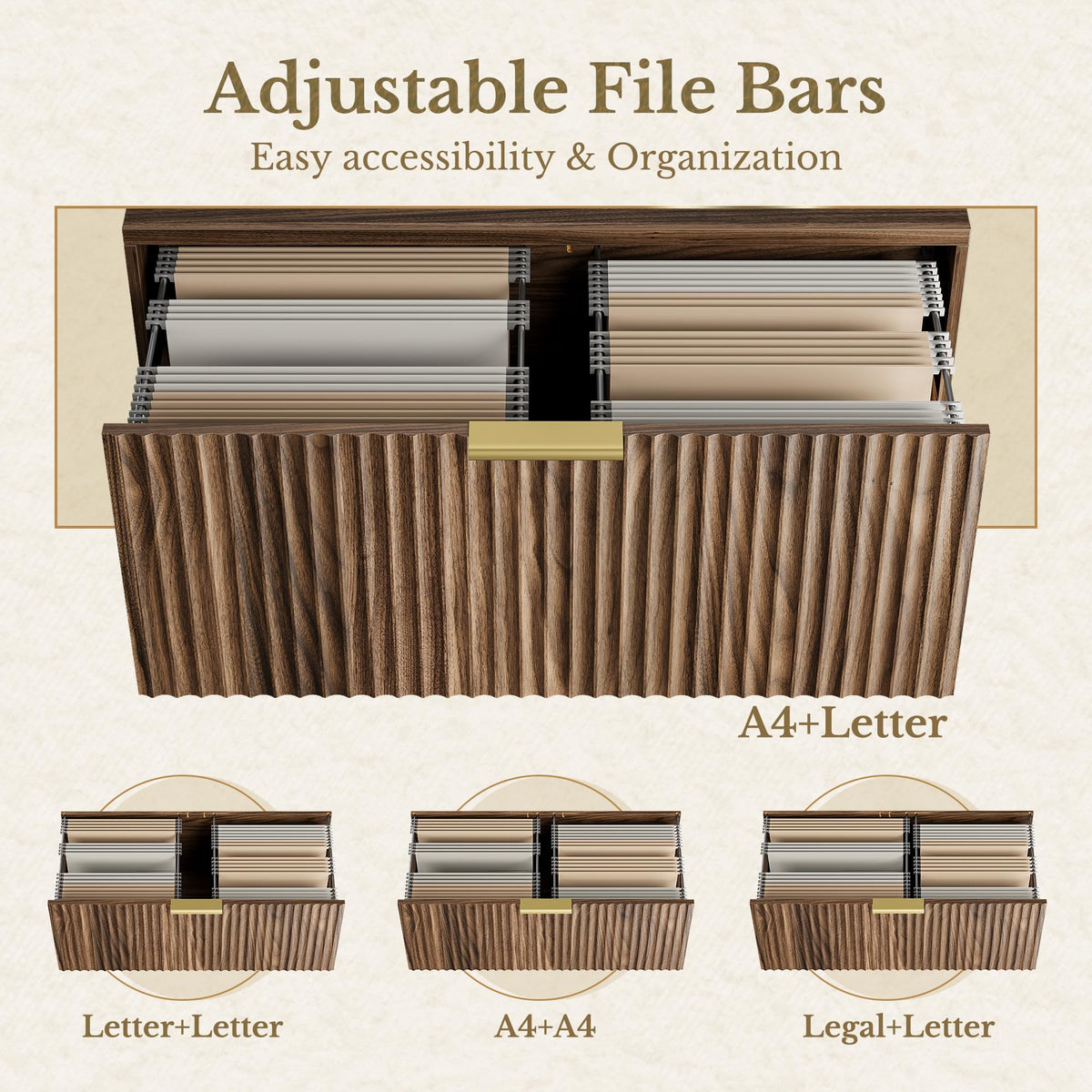 Black Walnut 2 Drawer Fluted Lateral File Cabinet A3405