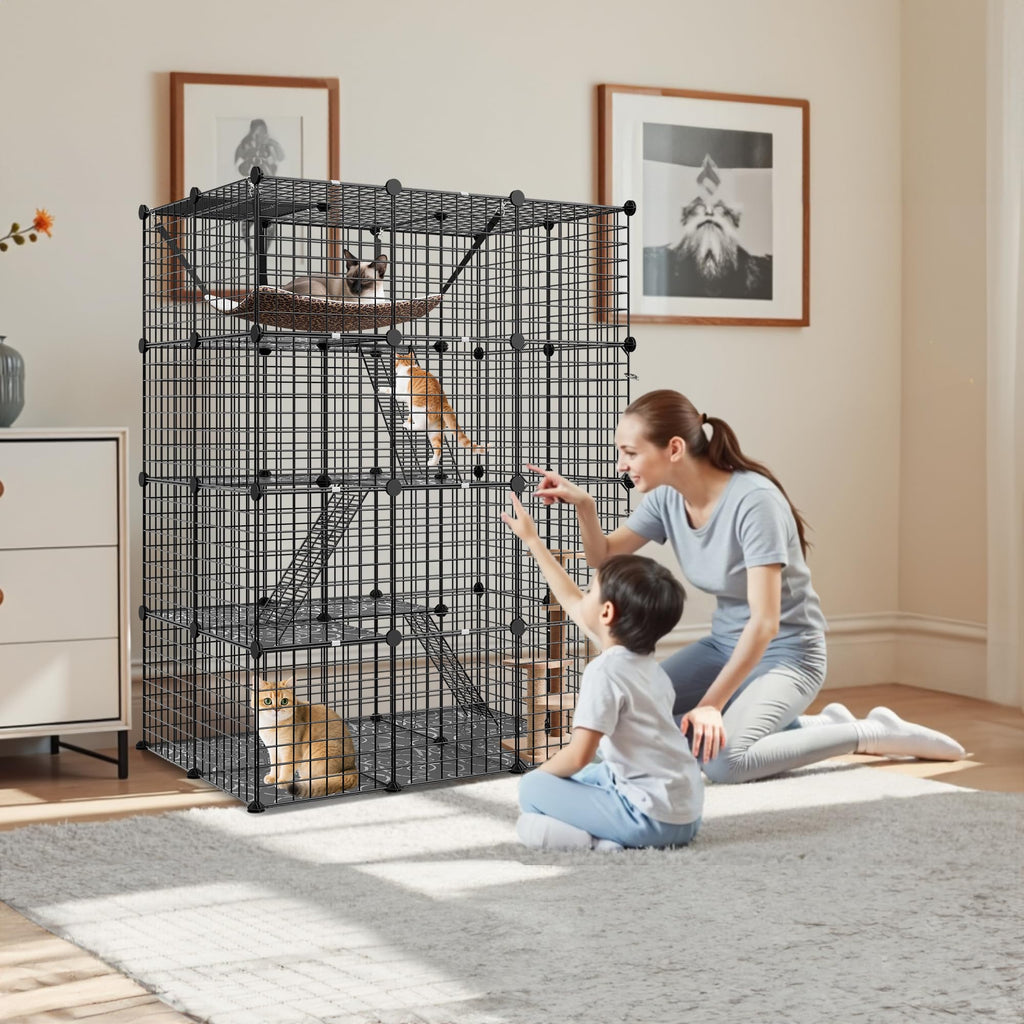 4-Tier Metal Wire Cat Cage with Hammock R314
