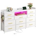 LED Dresser with Charging Station, 11 Drawers & 4 Hooks F584