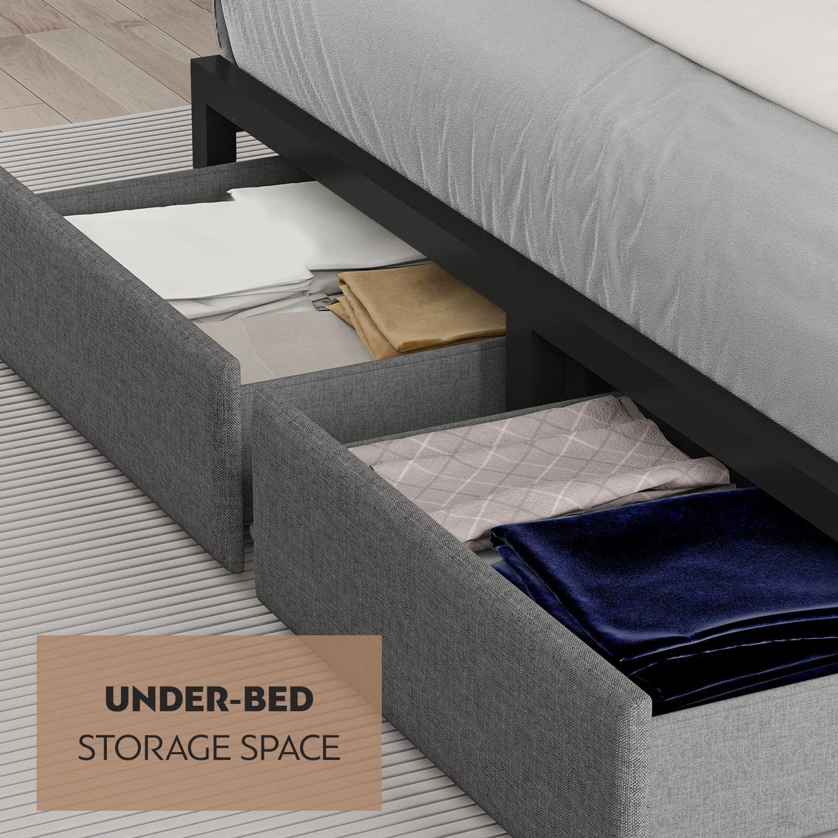 Full Size Storage Bed Frame with Headboard X12442