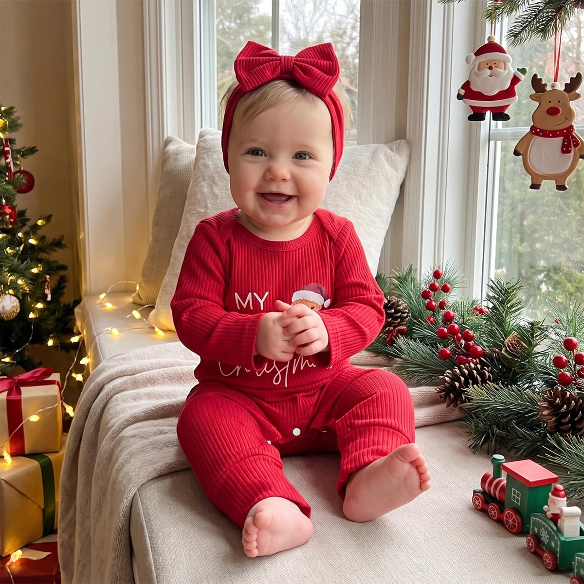 Baby Girl Long Sleeve Romper Headband K946159