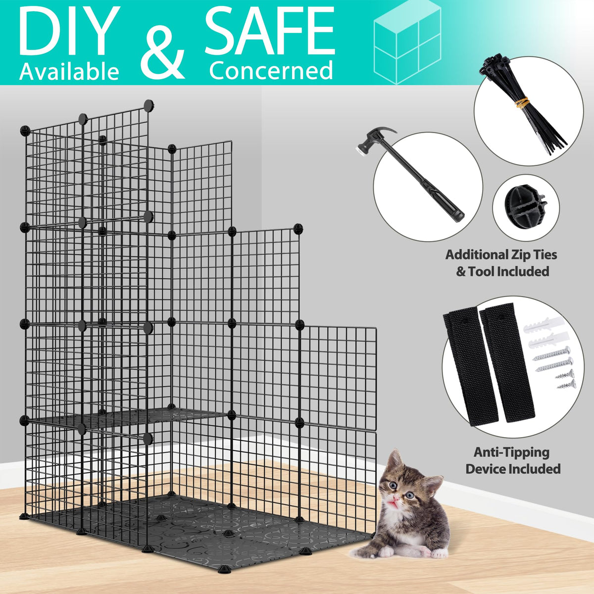 4-Tier Metal Wire Cat Cage with Hammock R314