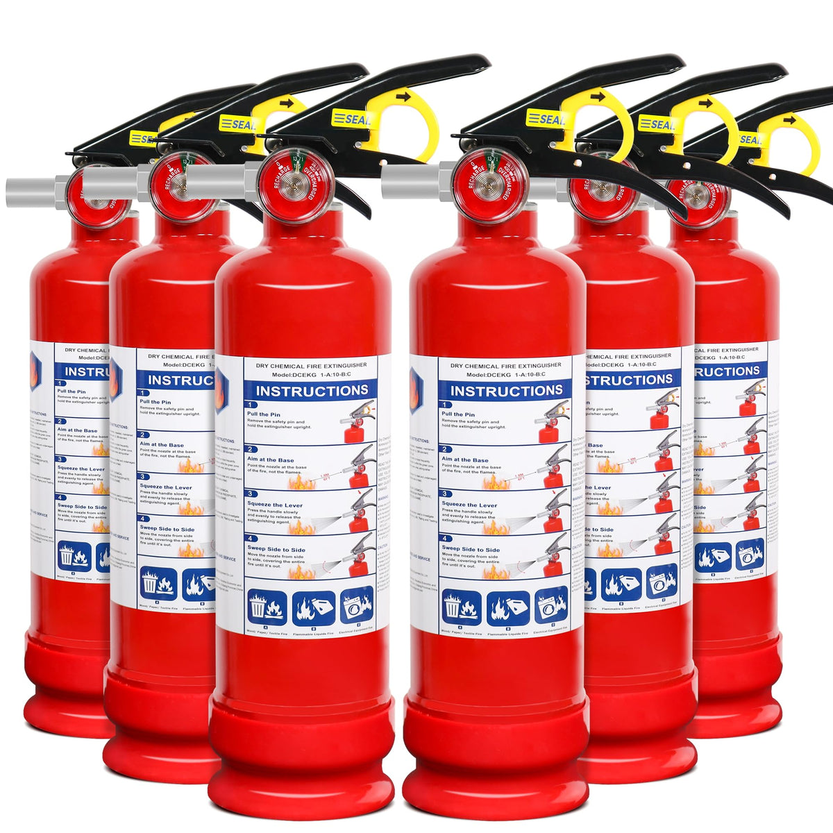 6 Pack ABC Dry Chemical Fire Extinguishers W396