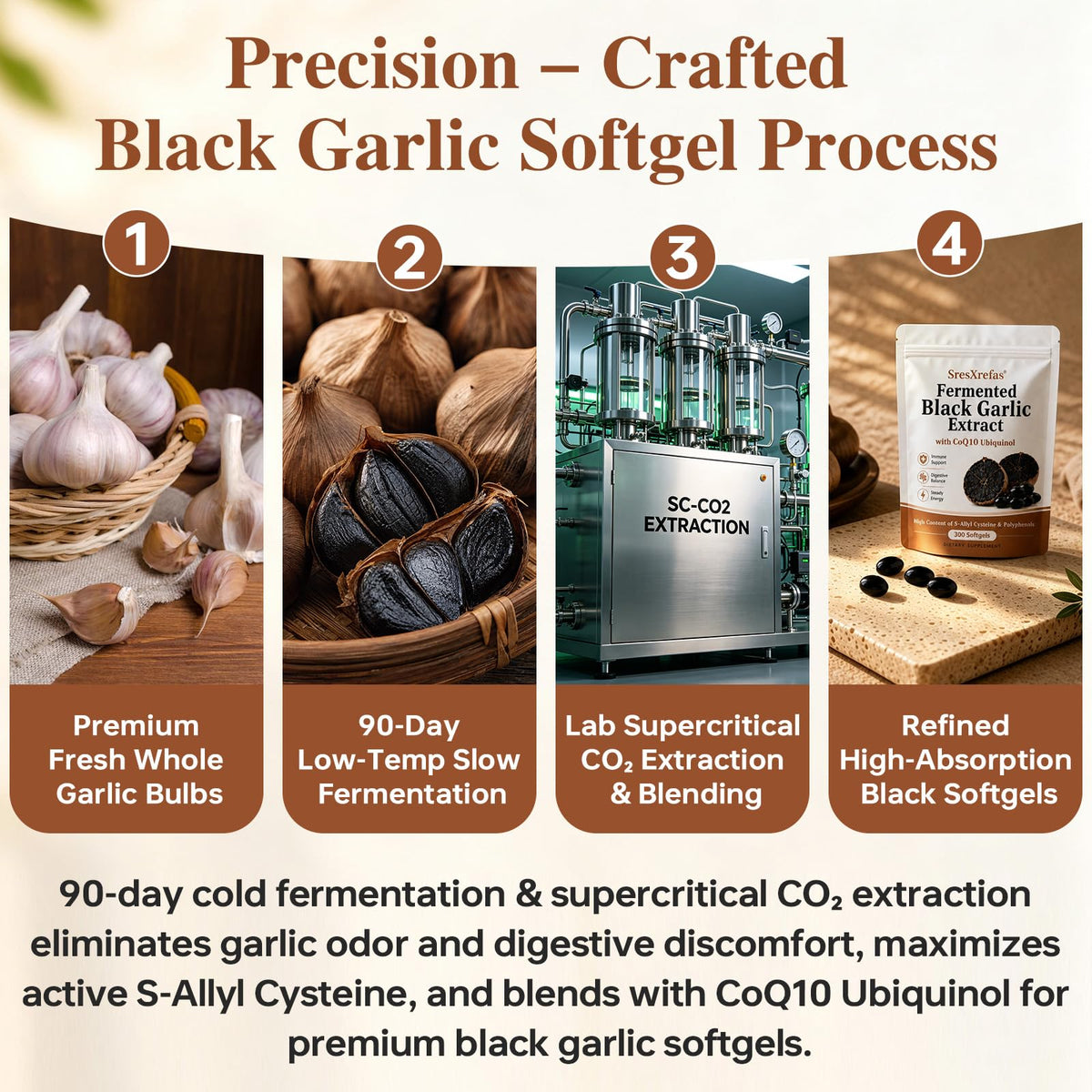 Black Garlic Extract with CoQ10, 300 Softgels O3323