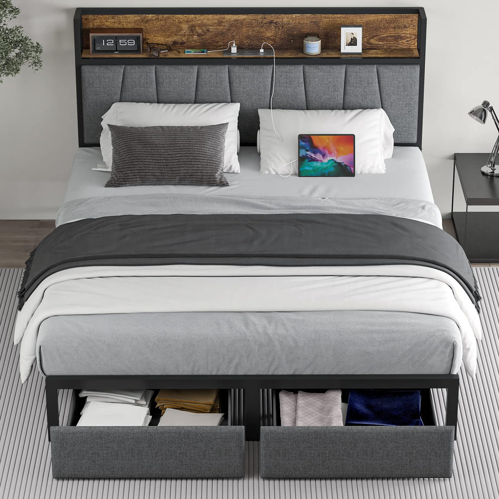 Full Size Storage Bed Frame with Headboard X12442