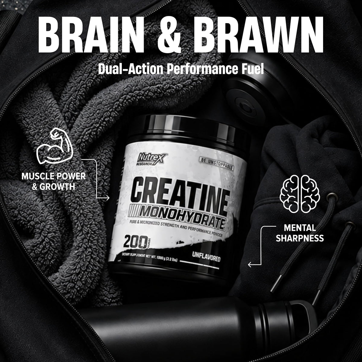 Micronized Creatine Monohydrate Powder 200 Servings 1KG Unflavored C24128