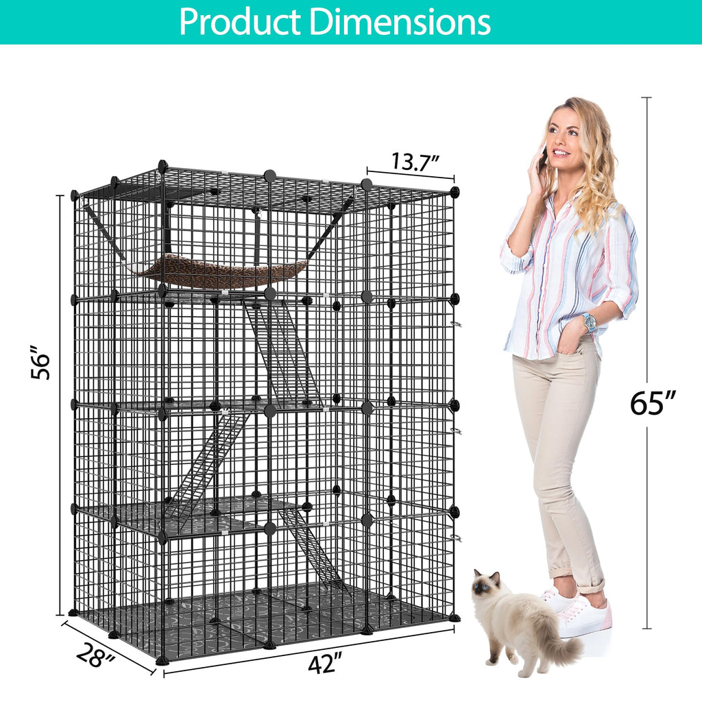 4-Tier Metal Wire Cat Cage with Hammock R314