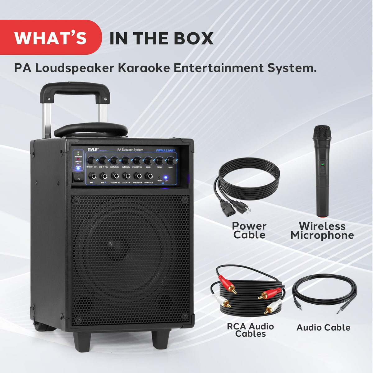 Wireless Portable PA System 400W Bluetooth Compatible Rechargeable Battery Powered Speaker Microphone Set C31175