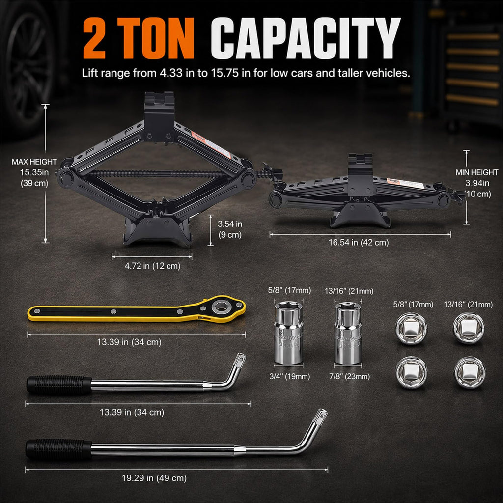 2 Ton Scissor Jack Kit with Lug Wrench W55732