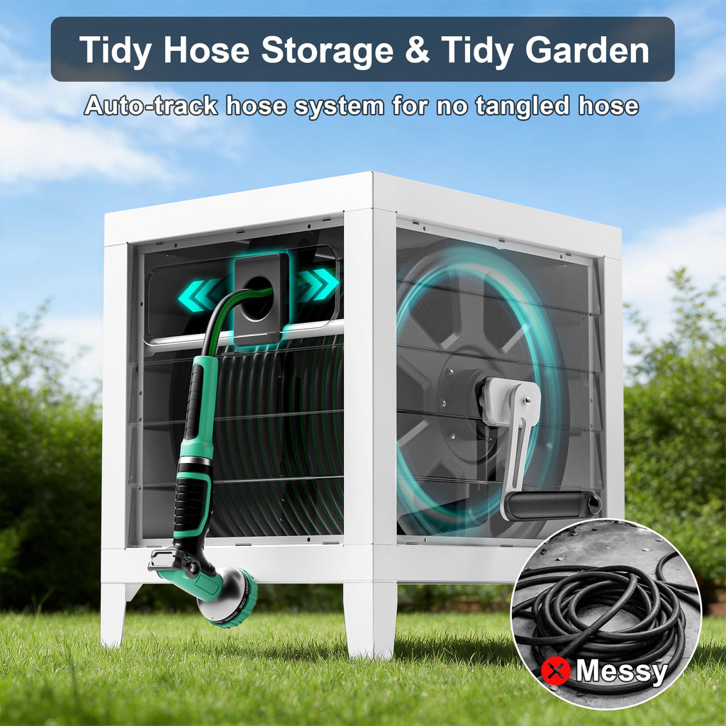 Heavy Duty 150Ft Metal Hose Reel Box Z8964