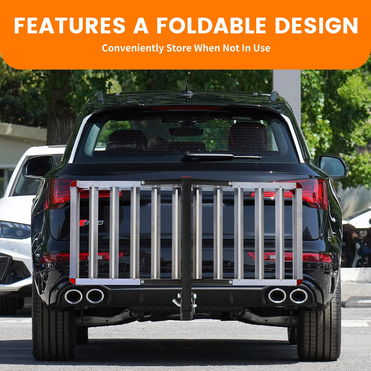 500-lb Capacity 50 inch x 22 inch Folding Aluminum Hitch Mount Cargo Carrier Basket H1737