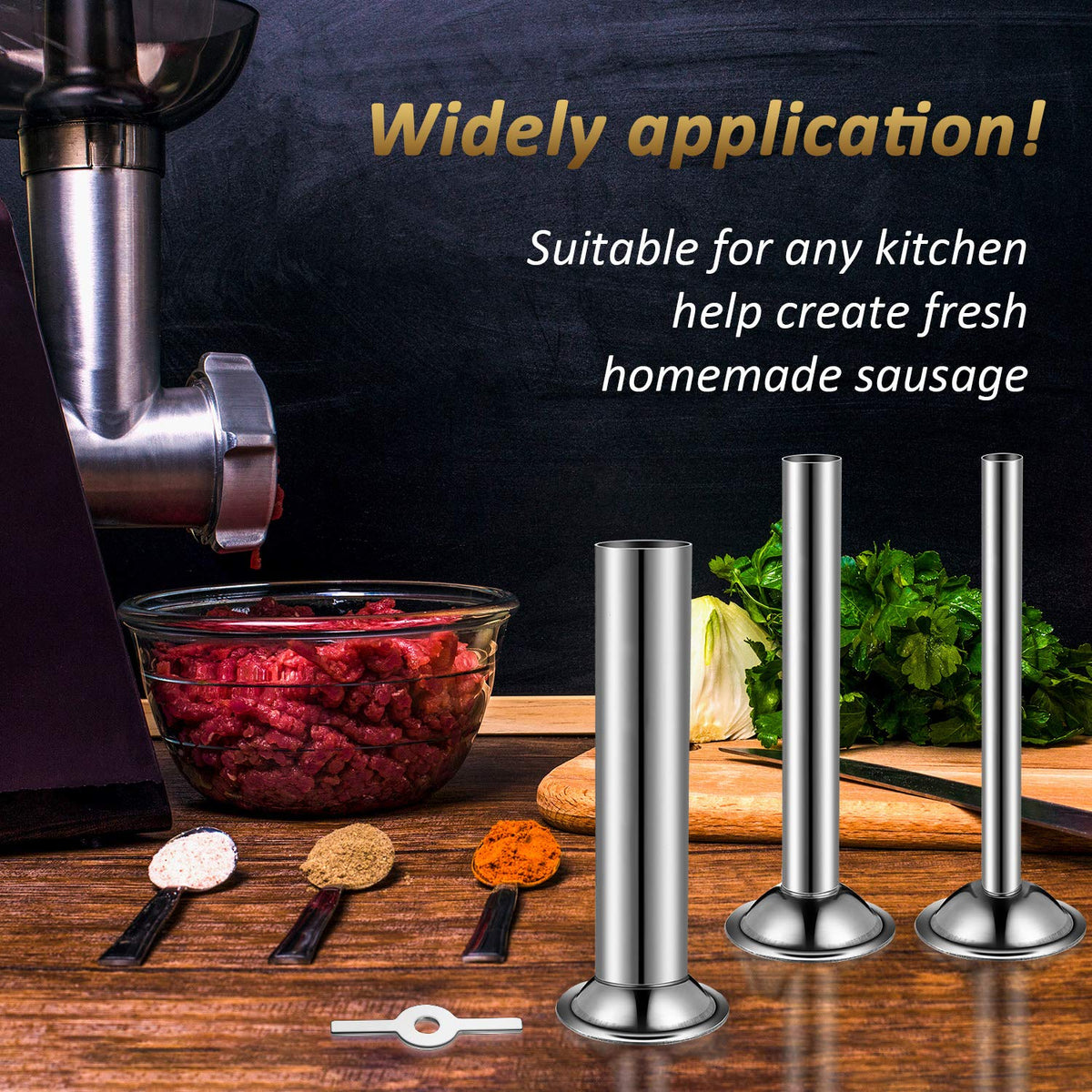 4 Pcs Stainless Steel Sausage Stuffer Tubes W273447
