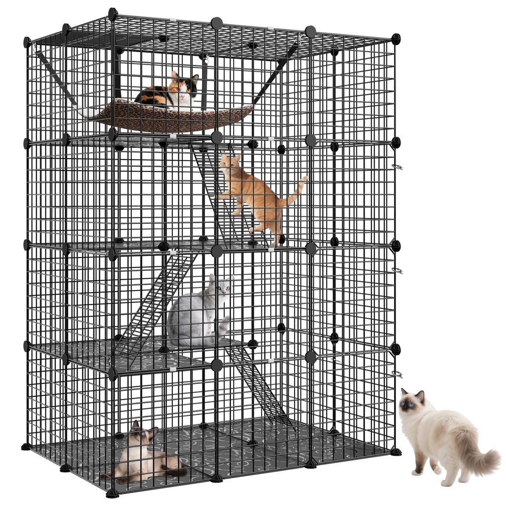 4-Tier Metal Wire Cat Cage with Hammock R314