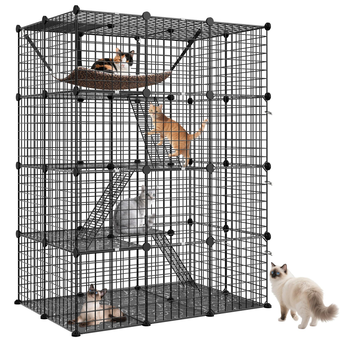 4-Tier Metal Wire Cat Cage with Hammock R314