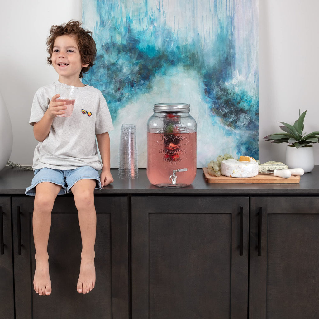 2-Gallon Glass Drink Dispenser with Spigot J101693