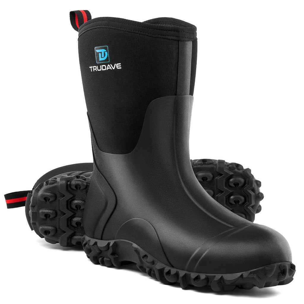 Rubber Boots with Steel Shank, 6mm Neoprene Mid Calf Rain Boots C9684