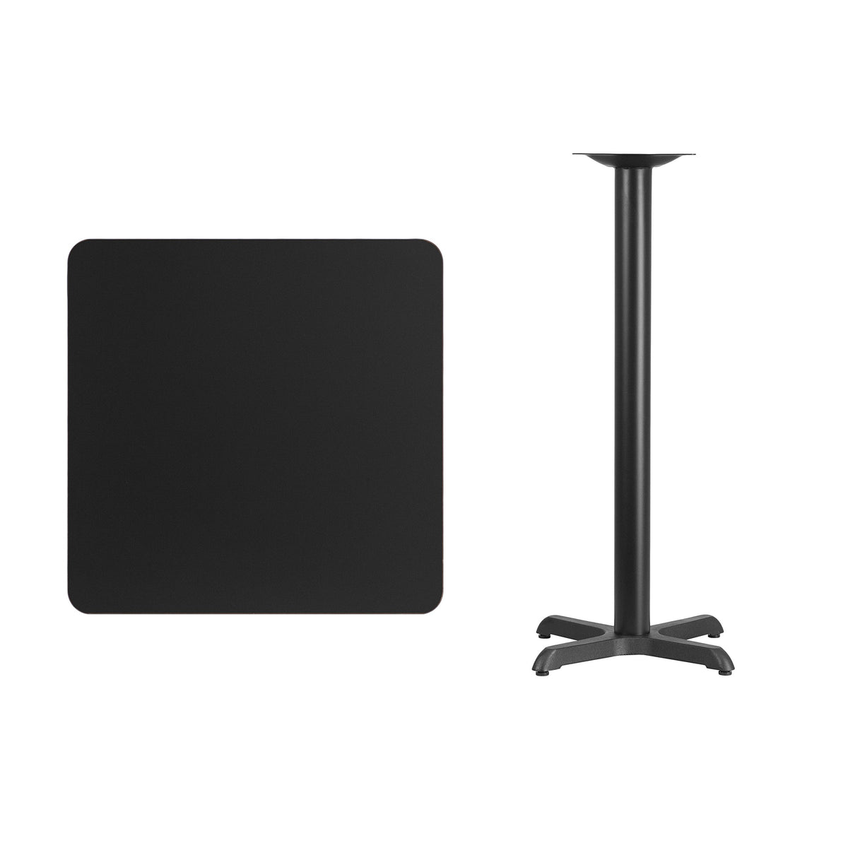 Black Laminate Table Top with Bar Height Table Base R653271