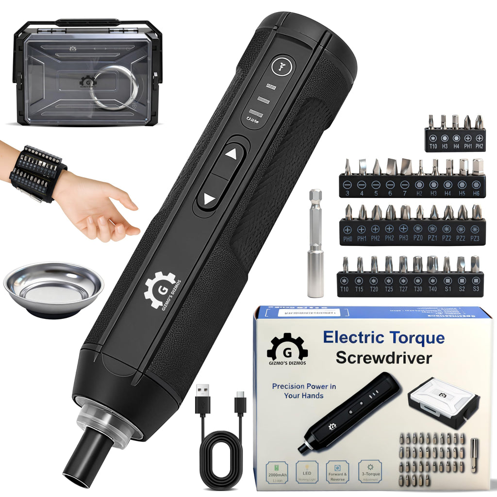 4V Electric Torque Screwdriver Set with 35 Magnetic Bits and Storage Box T15625