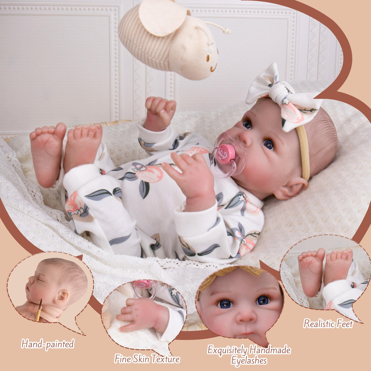 20 Inch Lifelike Reborn Baby Dolls Girl with Poseable Body D58191