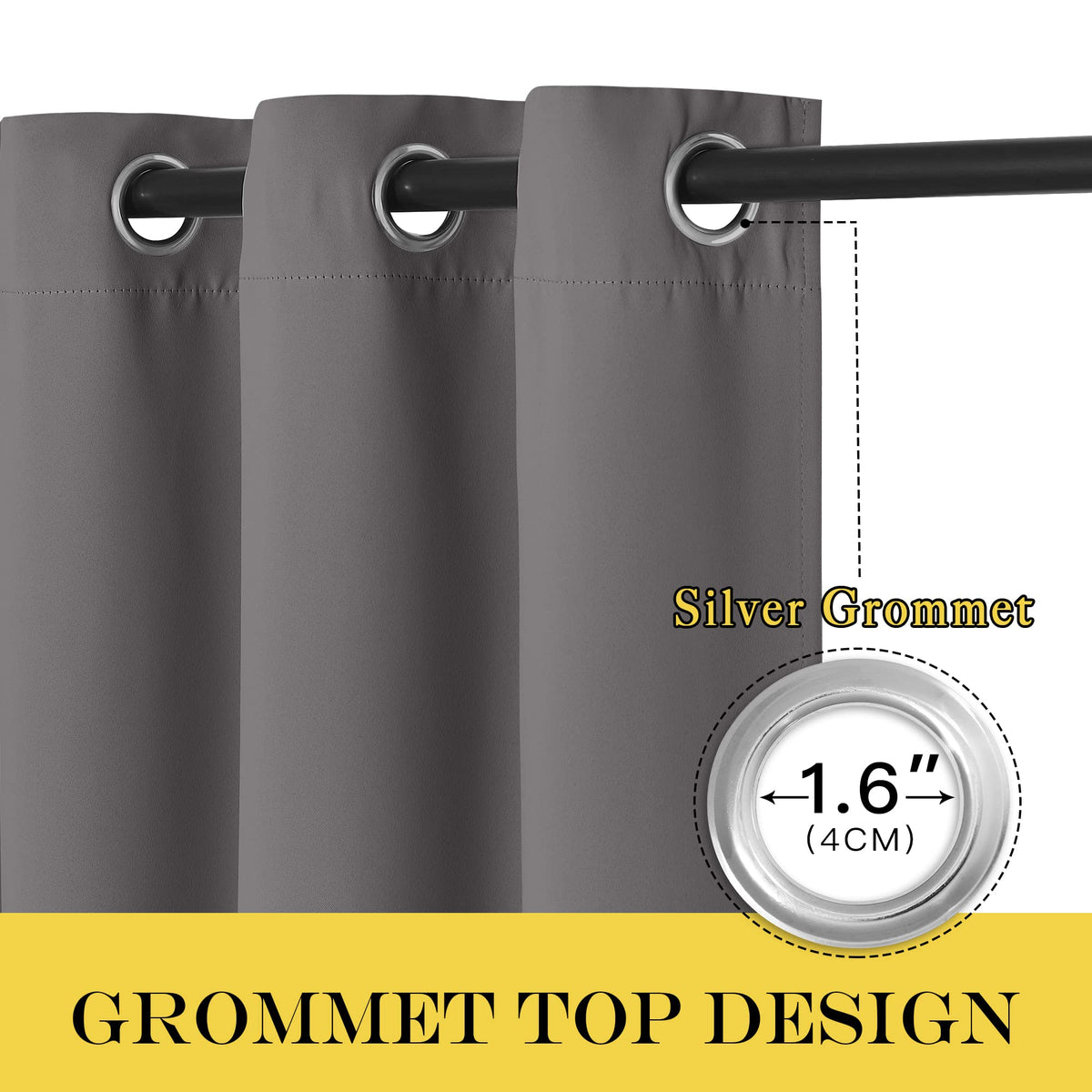 Grey Blackout Curtains 84 inch 1 Panel V25240