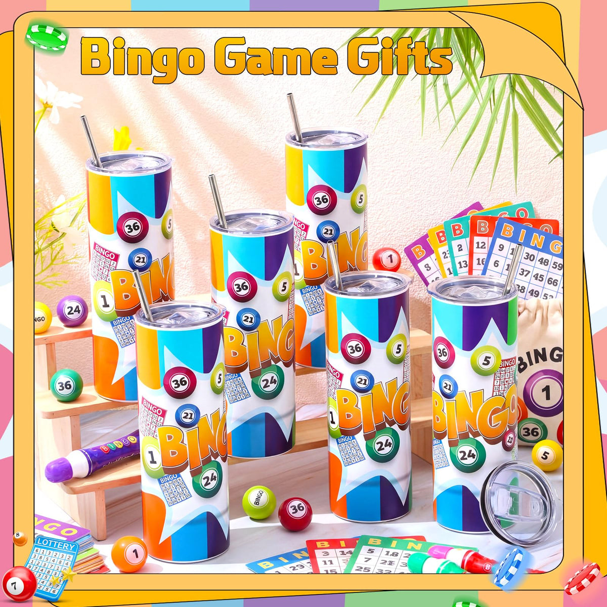 6 Packs 20 oz Bingo Tumbler Cups W31225