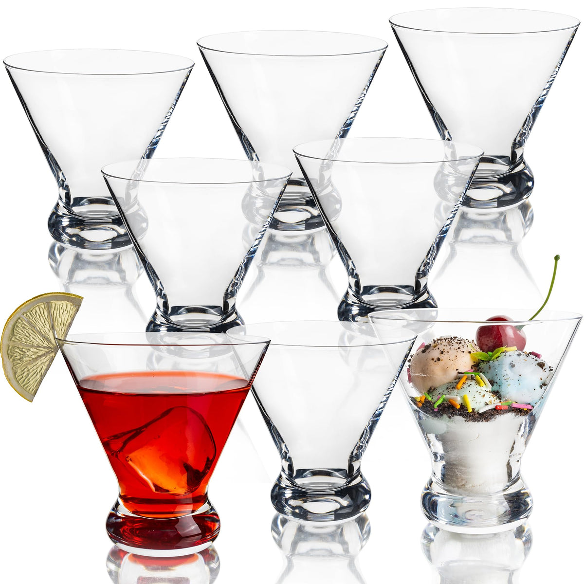 8 oz Stemless Martini Glasses Set of 8 N302349