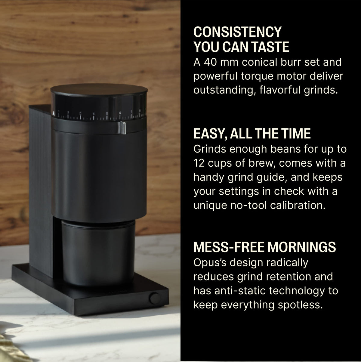Conical Burr Coffee Grinder, 41 Settings, Black U67676