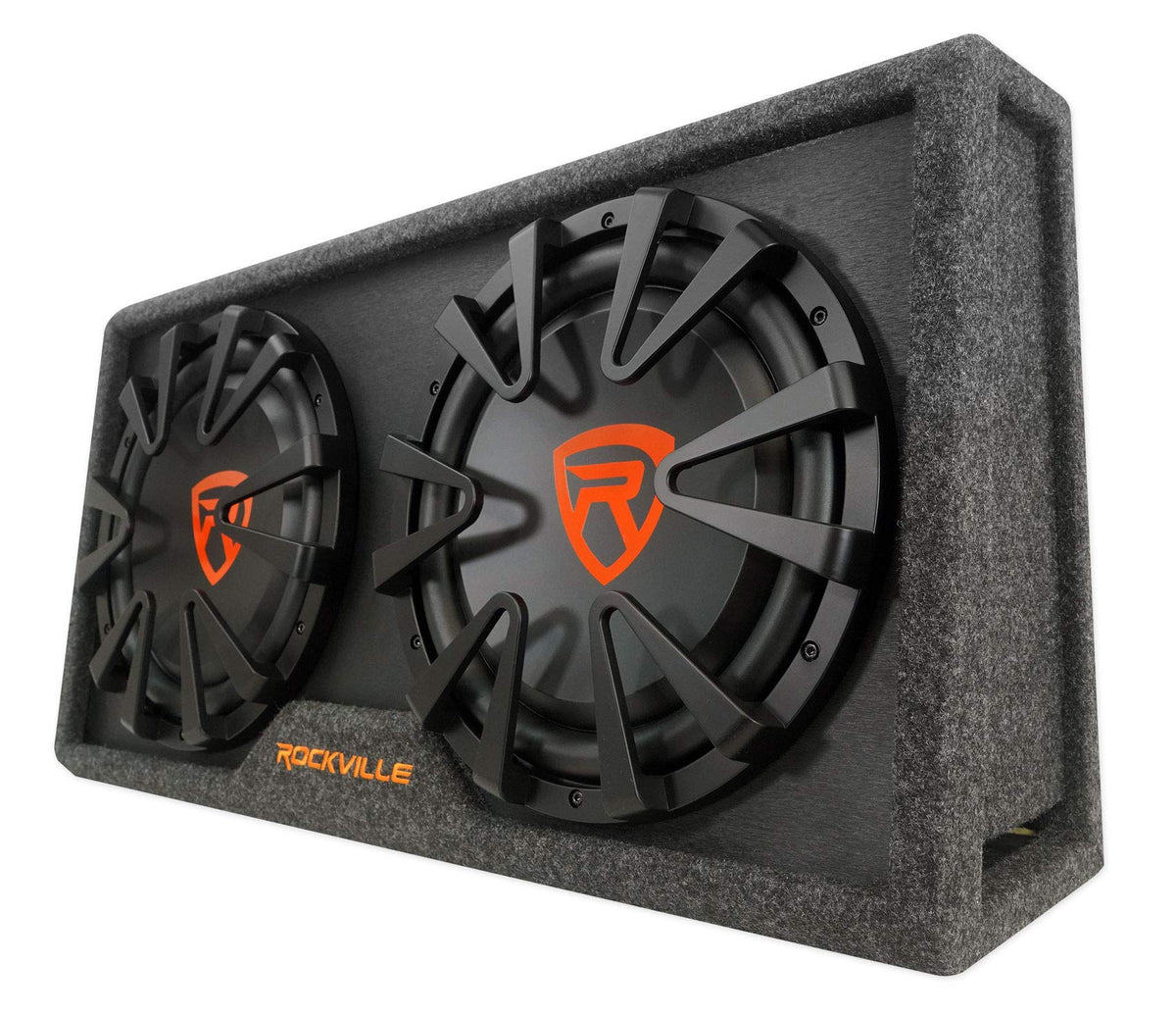 Dual 12" Slim Vented Powered Car Subwoofer Enclosure R3135