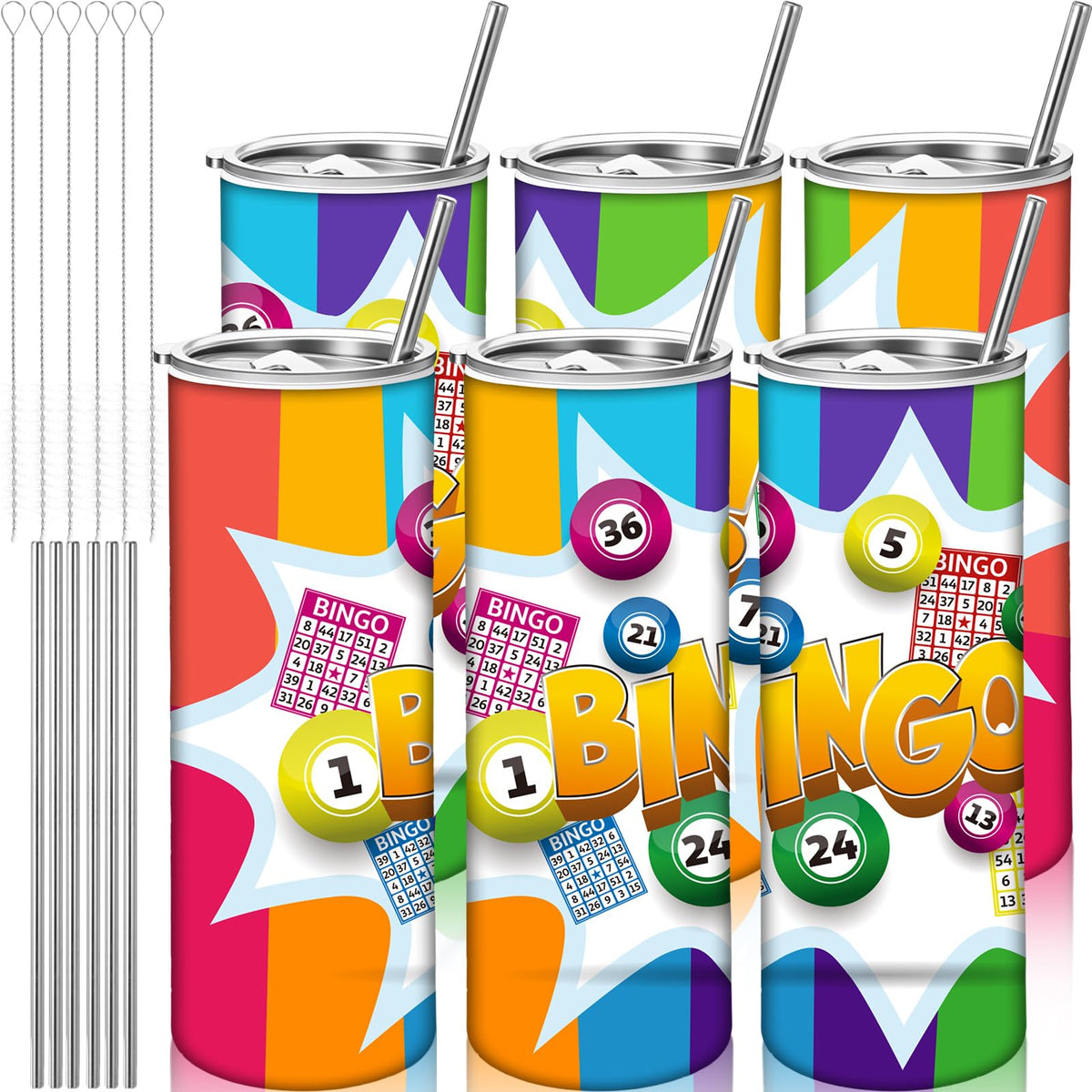 6 Packs 20 oz Bingo Tumbler Cups W31225