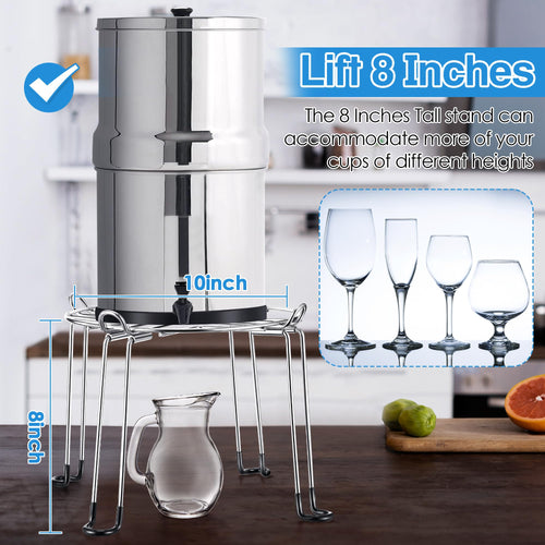 10" Diameter 8" Tall Stainless Steel Gravity Fed Water Filter Stand X322