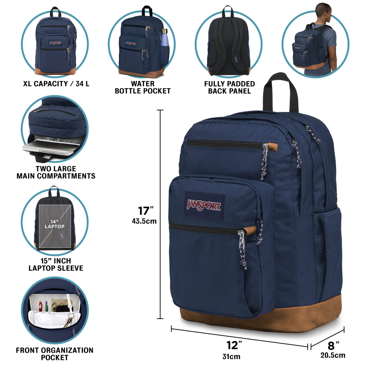 Black 15-inch Laptop Backpack with 2 Compartments L1695