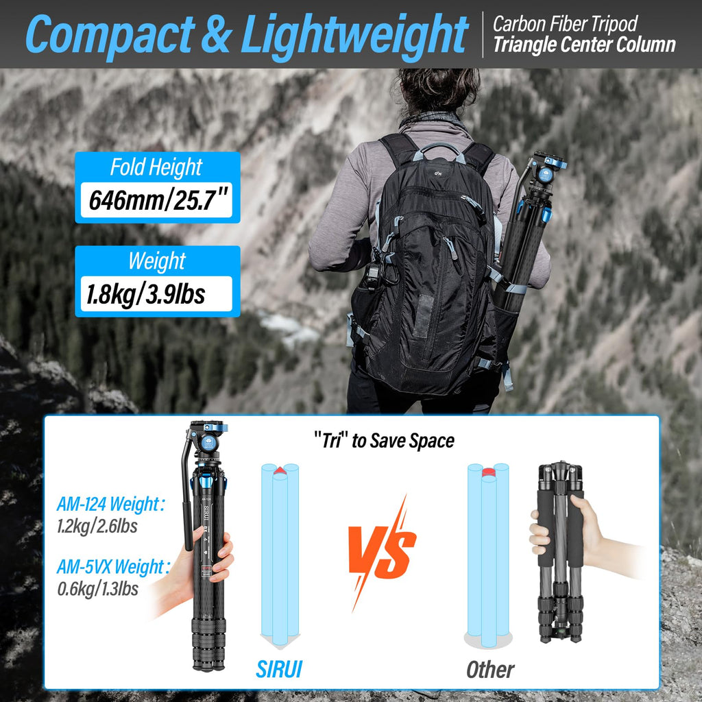 Carbon Fiber Camera Tripod with Fluid Head T806685
