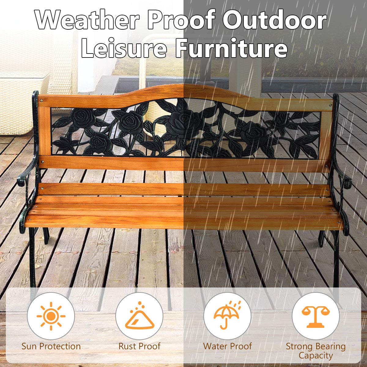 50 Inch Hardwood Frame Patio Bench X139732