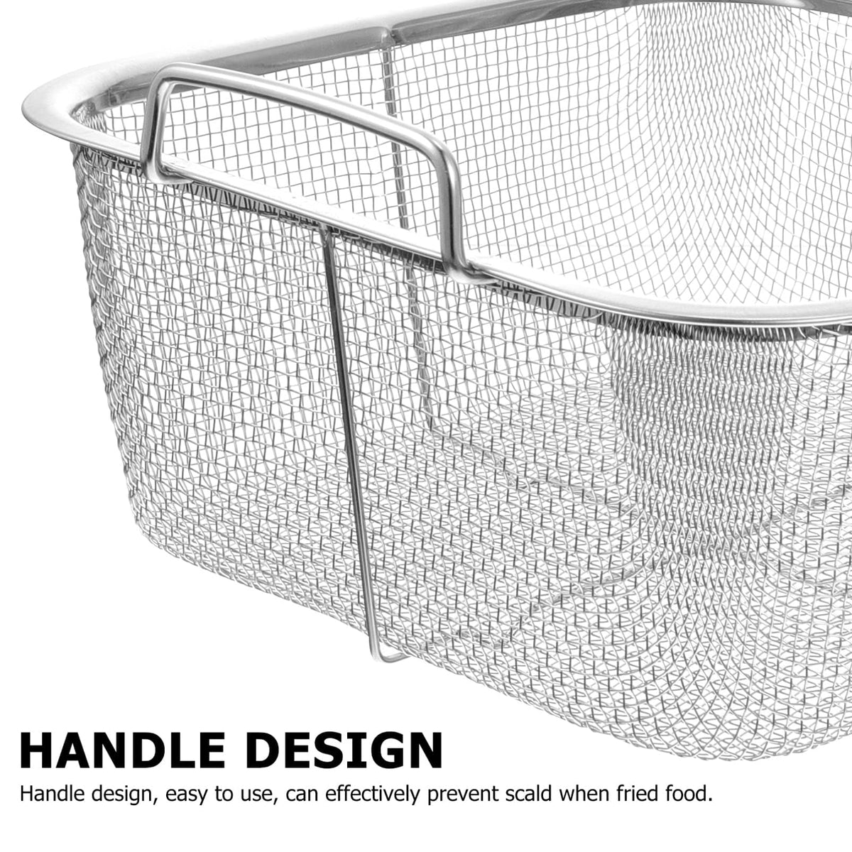 8 Inch Square Stainless Steel Wire Fry Basket with Folding Handle R658424